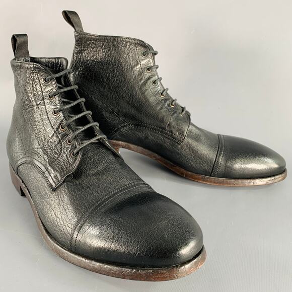 PAUL SMITH Size 12 Black Leather Lace-Up Ankle Boots main image 6